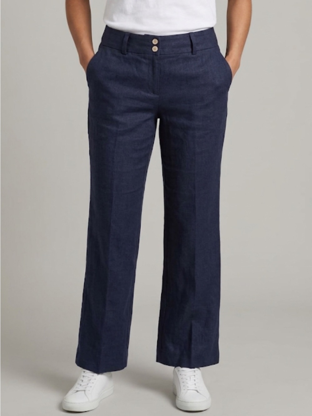 J. McLaughlin 100% Linen Navy Boot Cut Pants